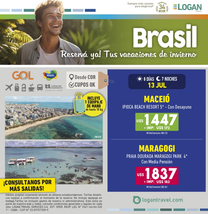 Brasil desde COR! Cupos OK con GOL 